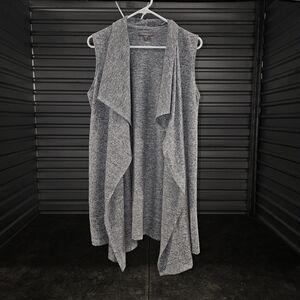 Peace & Pearls Long Waterfall Front Cardigan Vest
